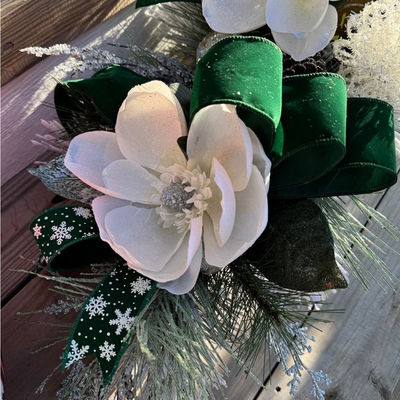 SOLD LOCALLY. Winter Magnolia Swag/Centerpiece/Door Hanger - Picture 5 of 16